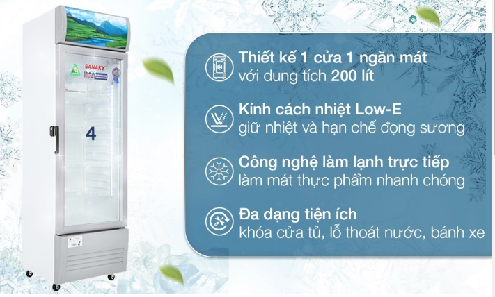 Tủ mát Sanaky 1 cánh 200 lít VH-258KL Giá Rẻ Nhất Hà Nội Mới 100%