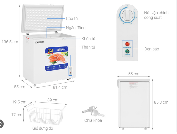 Tủ đông Hòa Phát 1 ngăn 162 lít HPF AD6162 Mới 100% Giá Rẻ Nhất