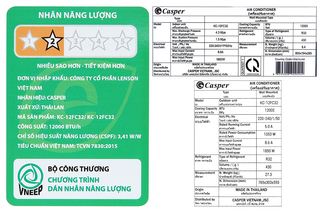 Điều hòa Casper 1.5 HP KC-12FC32