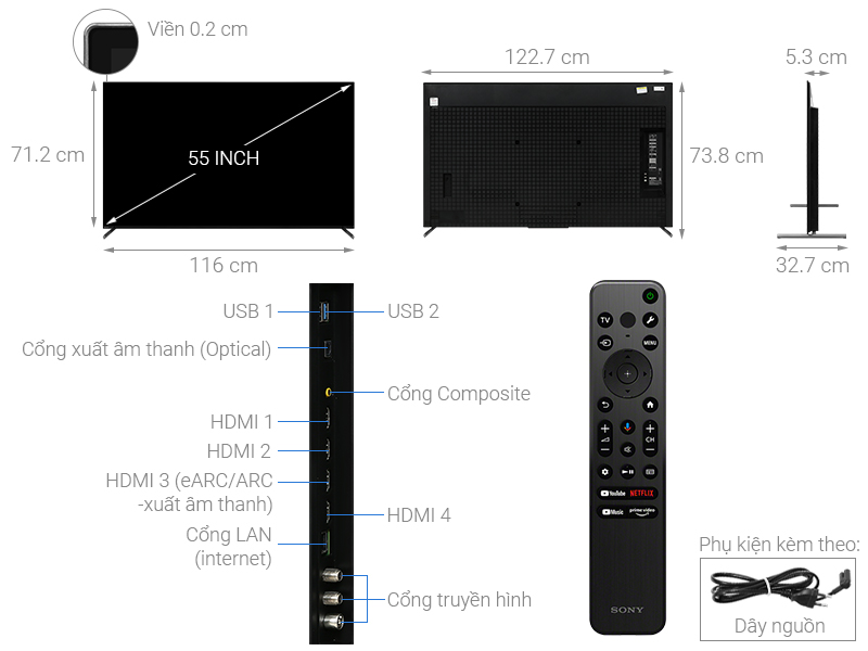Google Tivi OLED Sony 4K 55 inch XR-55A80M ( 55A80M ) 2024 Chính hãng