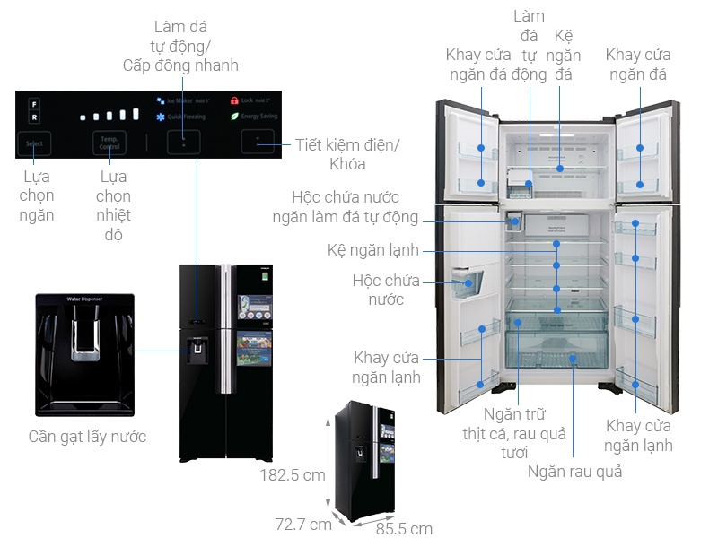 Tủ lạnh Hitachi Inverter 540 lít R-FW690PGV7X GBW