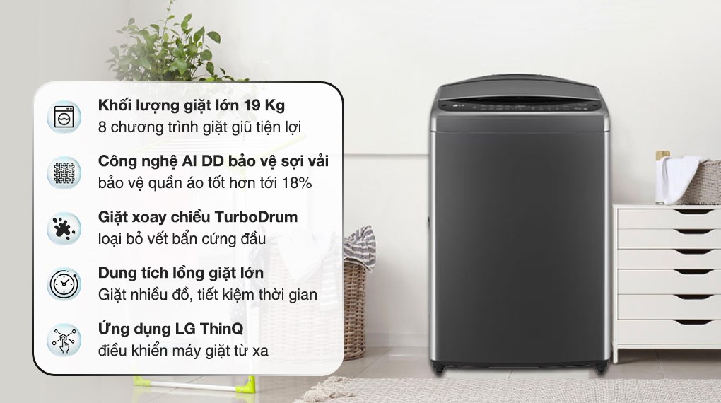Máy giặt LG AI DD Inverter 19 kg TV2519DV7B Giá rẻ