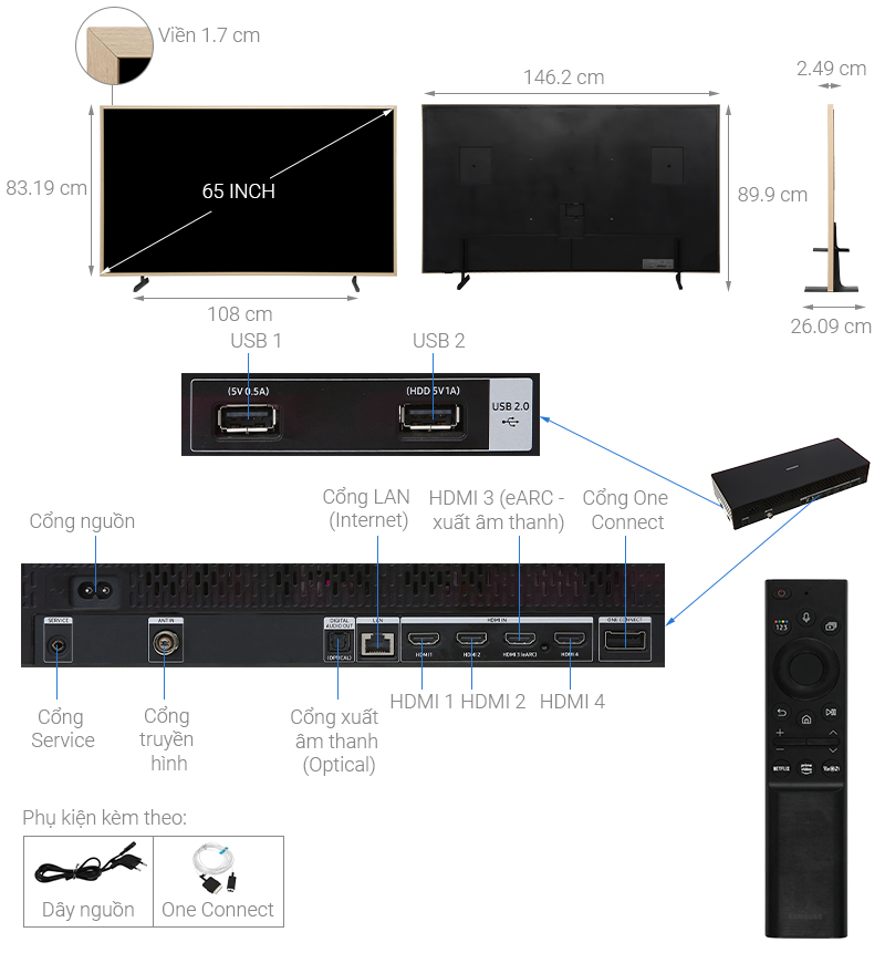 Smart Tivi Samsung 65LS03B ( QA65LS03B ) Khung Tranh The Frame 4K 65 inch Chính hãng