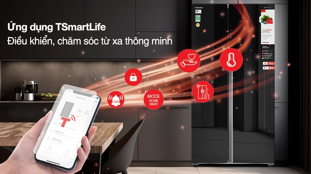 Tủ lạnh Toshiba Inverter 596 lít Side By Side GR-RS780WI-PGV(22)-XK Mới 100%