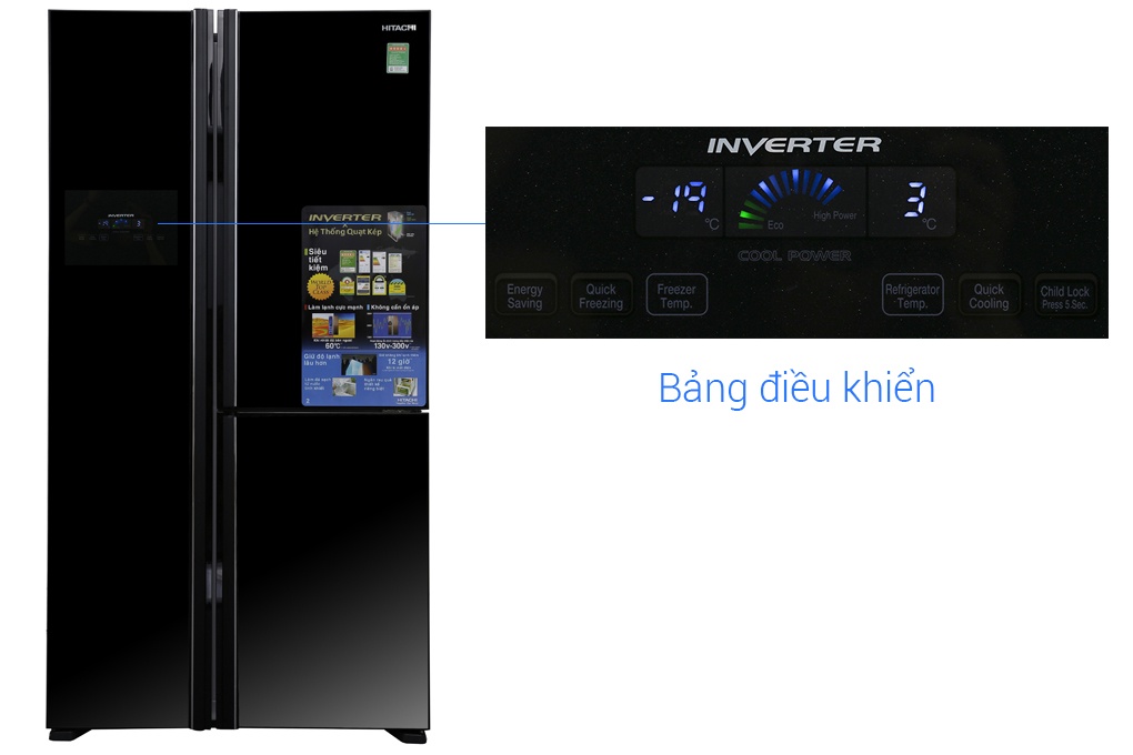 Tủ lạnh Side by side HITACHI R-FM800PGV2 (GBK) 600 Lít Inverter