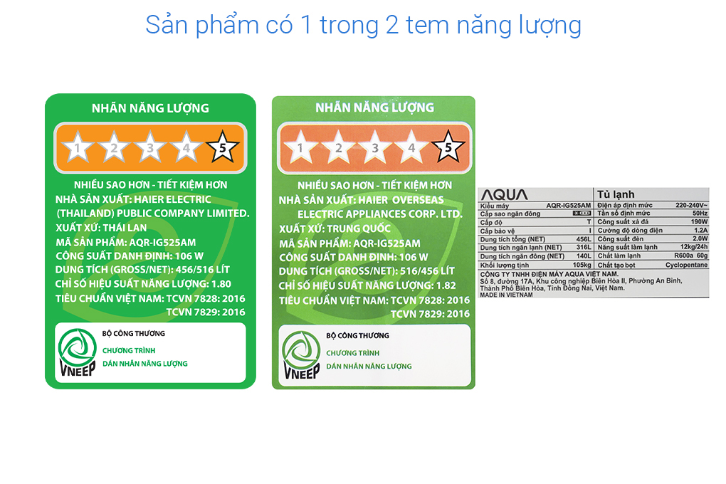 Tủ lạnh Aqua Inverter 456 lít AQR-IG525AM GB