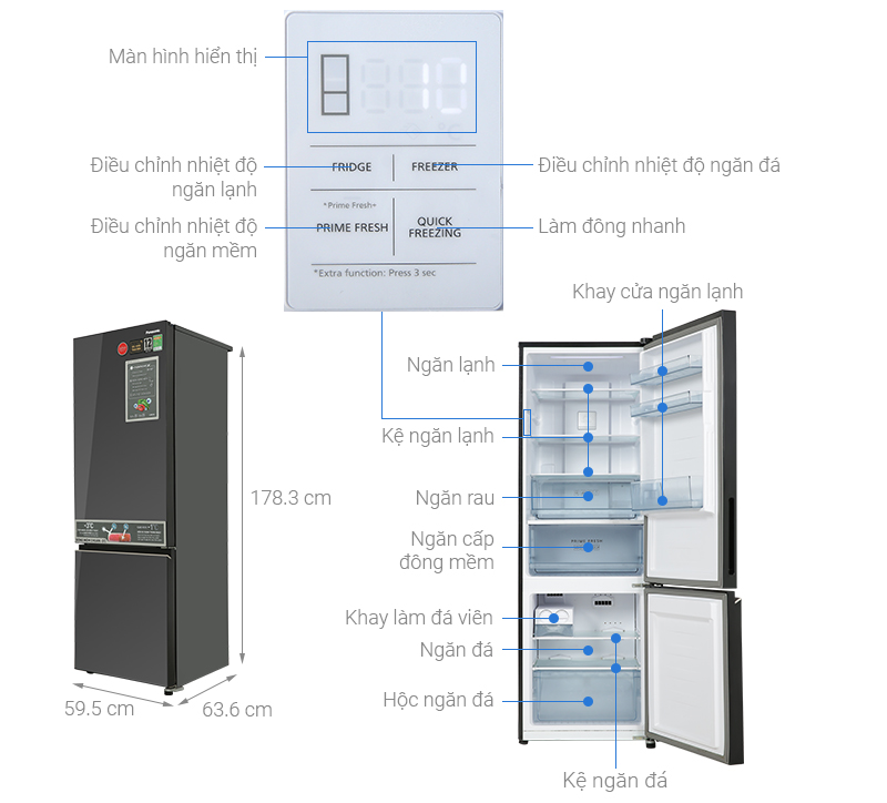 Tủ lạnh Panasonic Inverter 325 lít NR-BC361VGMV Chính Hãng Mới 100% Rẻ Nhất