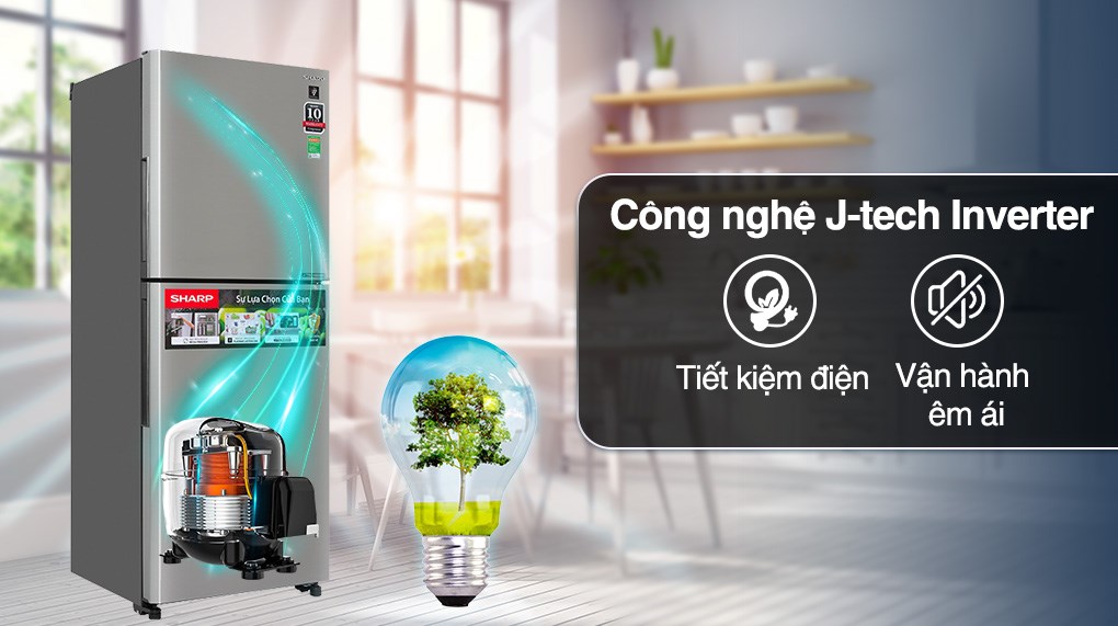 Tủ lạnh Sharp Inverter 330 lít SJ-XP352AE-SL
