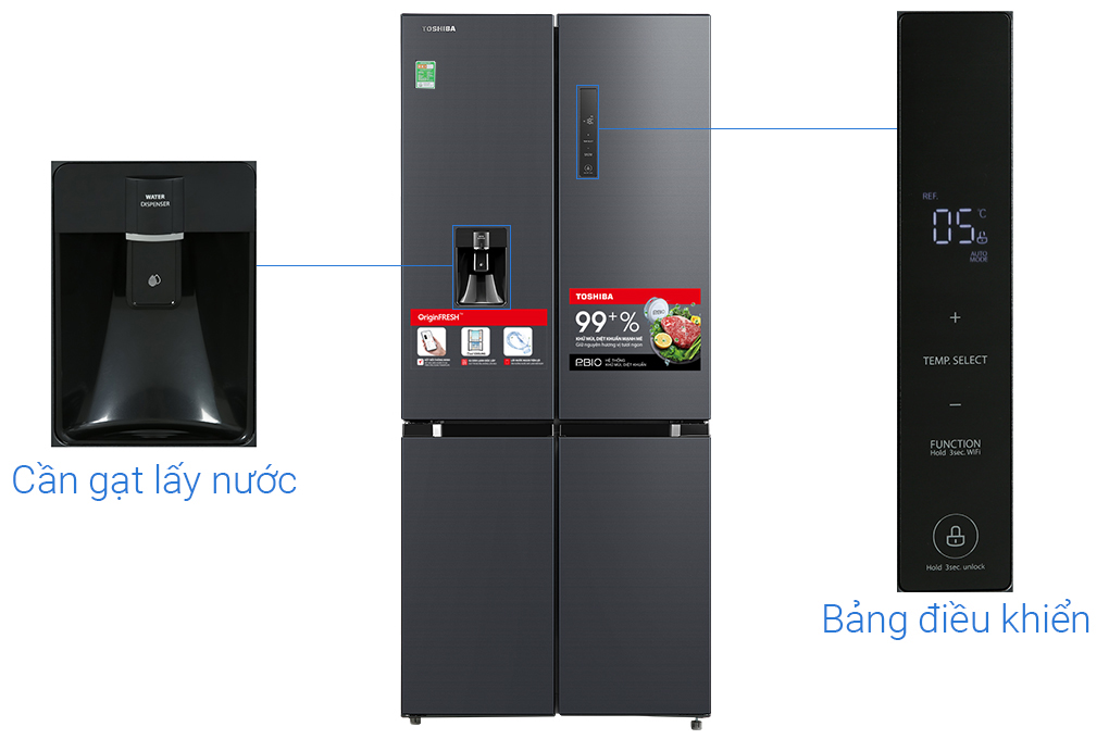 Tủ lạnh Toshiba Inverter 509 lít Multi Door GR-RF605WI-PMV(06)-MG Mới 100% Chính hãng