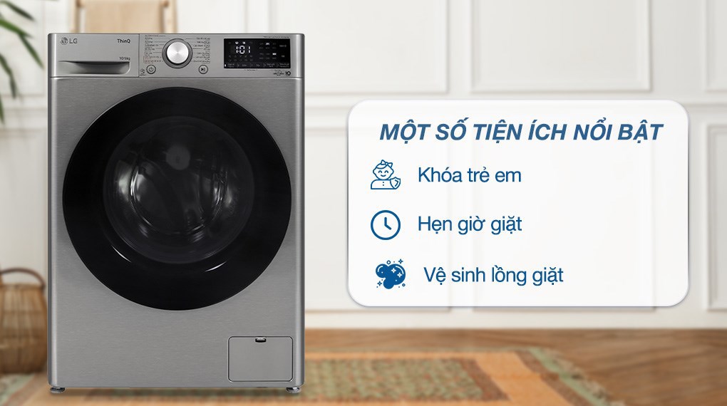 Máy giặt sấy LG FV1410D4P  AI DD Inverter giặt 10 kg - sấy 6 kg