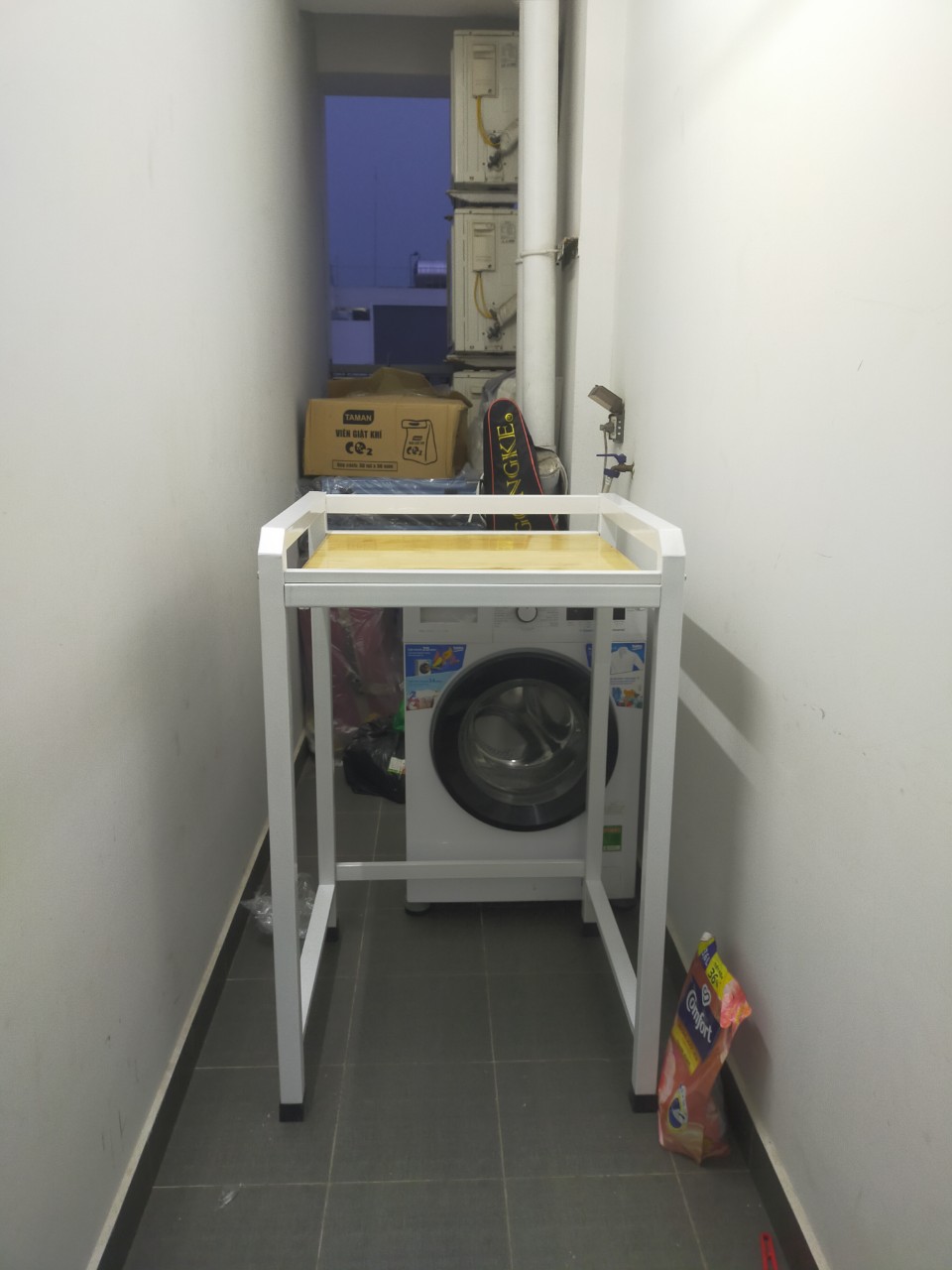 Kệ Máy Giặt Máy Sấy 2 tầng NQ 2024 Mới 100% Kẽm Chống rỉ Sơn Tĩnh Điện Màu Đen