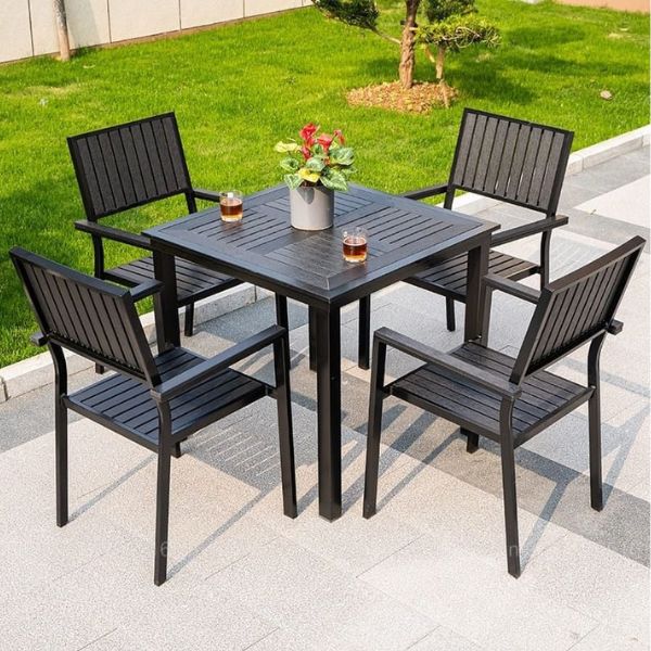 Bộ Bàn Ghế Cafe Nhôm Đúc Polywood 4 Ghế ND20