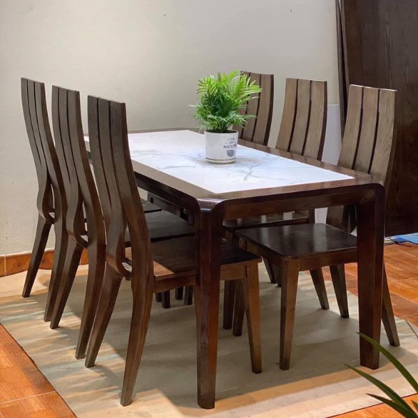Bộ Bàn Ăn 6 Ghế Gỗ Sồi Lưng Cao GSV99