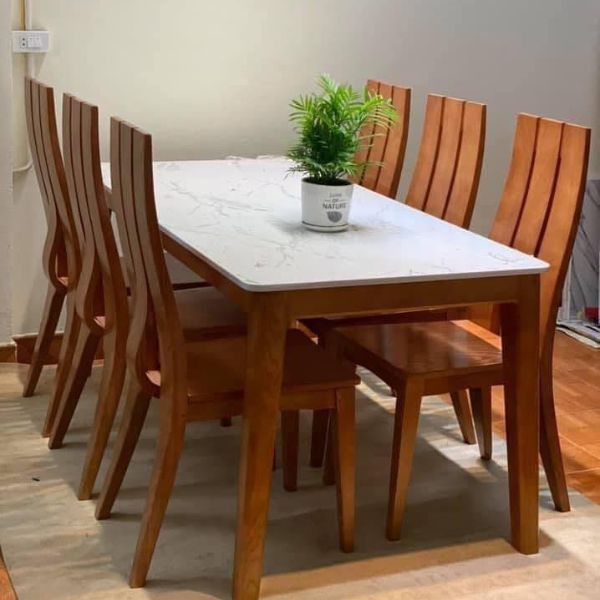 Bộ Bàn Ăn 6 Ghế Gỗ Sồi Lưng Cao GSV99