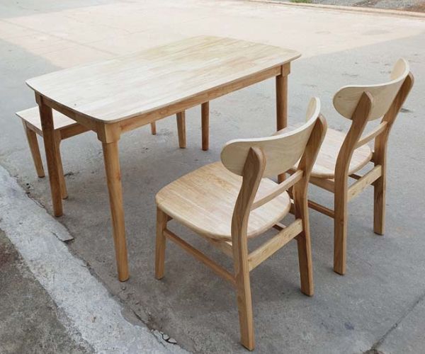 Bàn Ăn Mango 1m2 2 Ghế 1 Bench Gỗ Cao Su