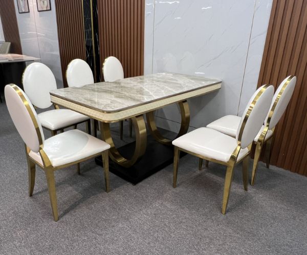 Bàn Ăn Mặt Đá 6 Ghế LOUIS Nhập Khẩu