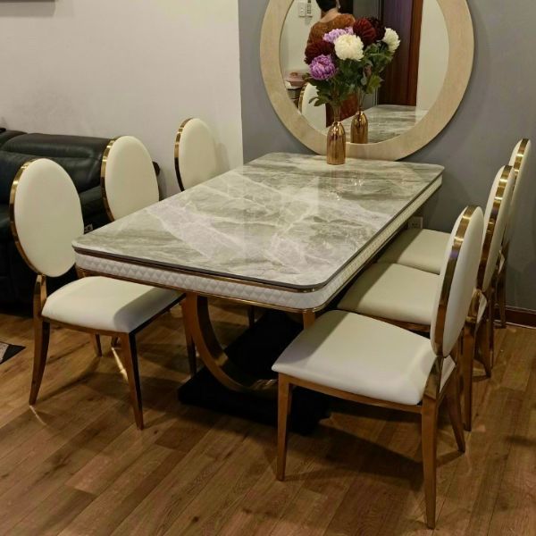 Bàn Ăn Mặt Đá 6 Ghế LOUIS Nhập Khẩu