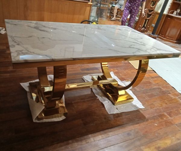 Bộ Bàn Ăn Nhập Khẩu Mạ PVD 6 Ghế HT24