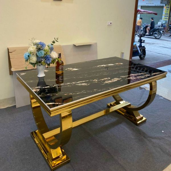 Bộ Bàn Ăn Nhập Khẩu Mạ PVD 6 Ghế HT24
