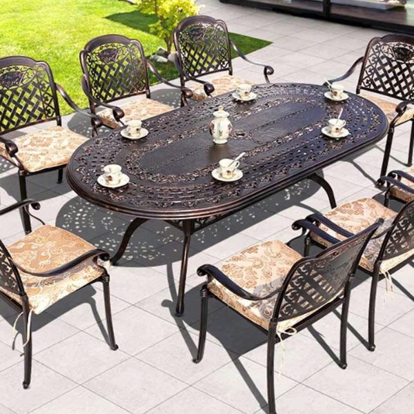 Bàn Ghế Ngoài Trời Nhôm Đúc Bàn Ovan 6 Ghế ND238