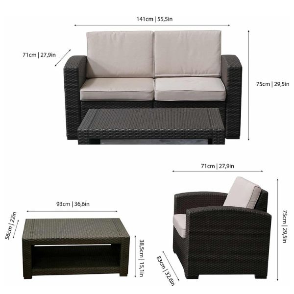 Bàn Ghế Sofa Mây Nhựa Cao Cấp Ngoài Trời MN58