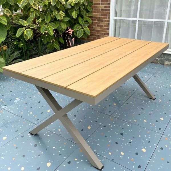 Bộ Bàn Ngoài Trời Nhôm Đúc Polywood Chân Chữ X 4 Ghế ND21