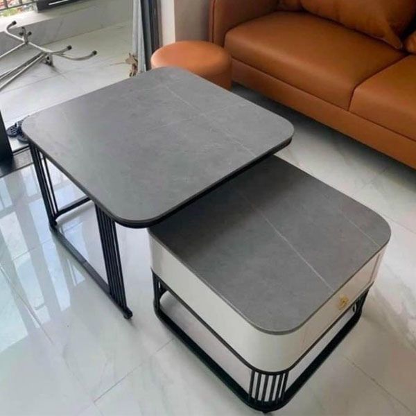 Bàn Trà Sofa Đôi Mặt Đá Vân Mây Ngăn Kéo BT08