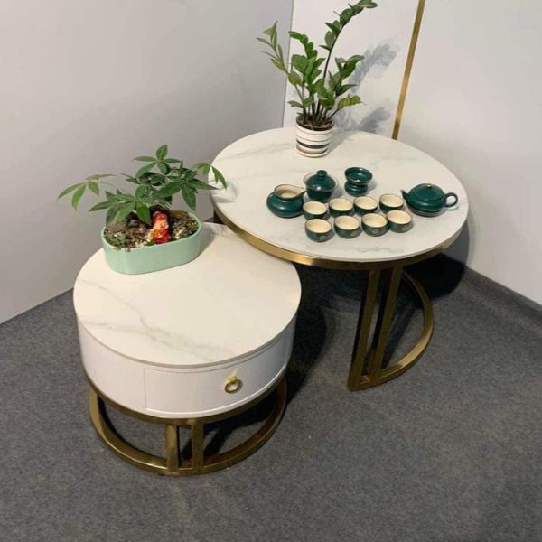 Bàn Trà Sofa Đôi Ngăn Kéo Mặt Đá Ceramic