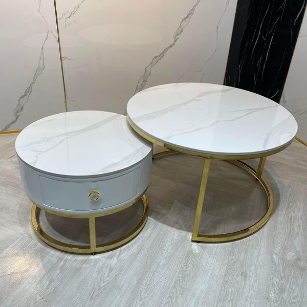 Bàn Trà Sofa Đôi Ngăn Kéo Mặt Đá Ceramic