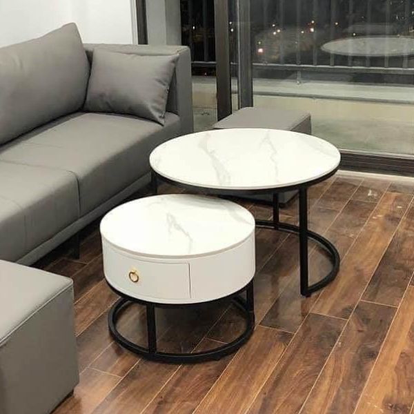 Bàn Trà Sofa Đôi Ngăn Kéo Mặt Đá Ceramic