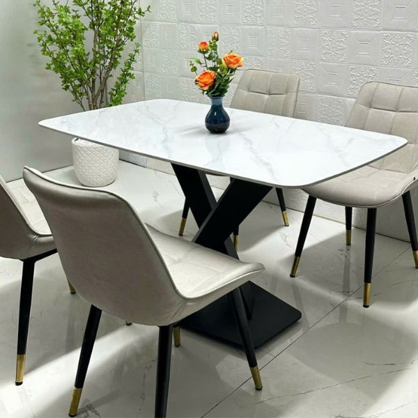 Bộ Bàn Ăn Chân Sắt Sơn Tĩnh Điện 4 Ghế Nhập Khẩu