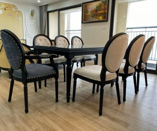 Bộ Bàn Ăn 8 Ghế Louis Tân Cổ Điển