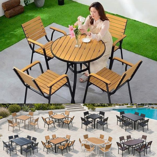 Bộ Bàn Ghế Cafe Nhôm Đúc Polywood 4 Ghế ND19