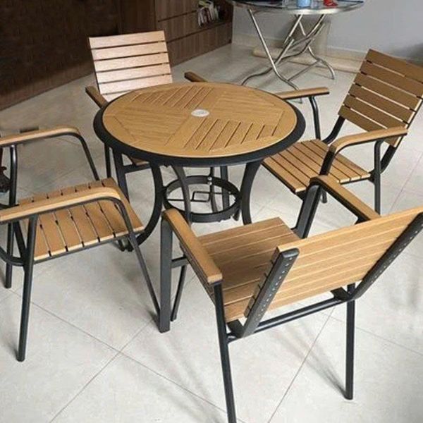 Bộ Bàn Ghế Cafe Nhôm Đúc Polywood 4 Ghế ND19