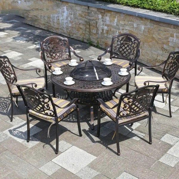 Bộ Bàn Ghế Ngoài Trời Nhôm Đúc Có Bếp Nướng ND65