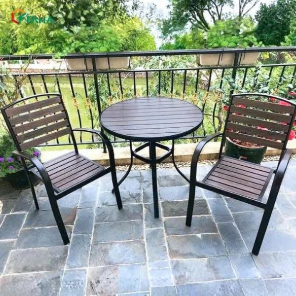 Bộ Bàn Ghế Ngoài Trời Polywood Nhôm Đúc 2 Ghế ND11