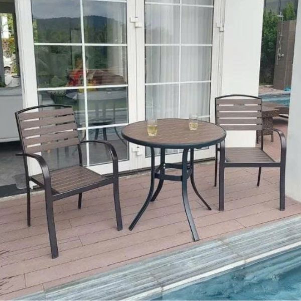Bộ Bàn Ghế Ngoài Trời Polywood Nhôm Đúc 2 Ghế ND11