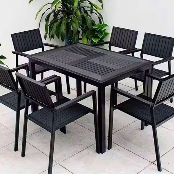 Bộ Bàn Ghế Nhôm Đúc Polywood Ngoài Trời 6 Ghế ND14