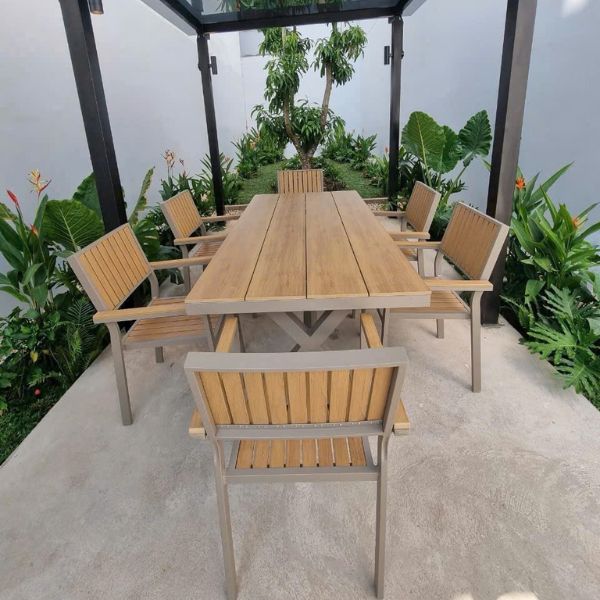 Bộ Bàn Ghế Sân Vườn Nhôm Đúc Polywood ND25