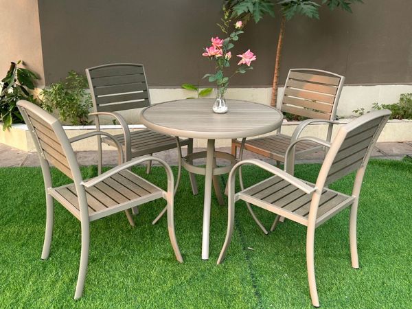 Bộ Bàn Ghế Ngoài Trời Polywood Nhôm Đúc 2 Ghế ND11