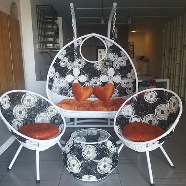 Bộ Ghế Xích Đu Đôi Mây Nhựa Sân Vườn MN44