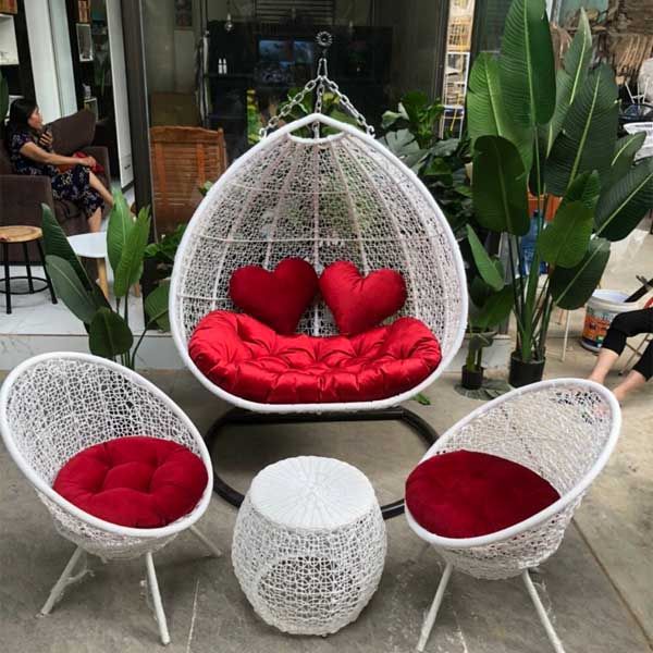 Bộ Xích Đu Đôi Mây Nhựa MN54