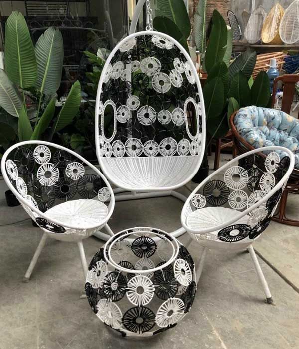 Bộ Xích Đu Đơn Đồng Tiền Mây Nhựa XD18