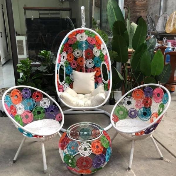 Bộ Xích Đu Đơn Đồng Tiền Mây Nhựa XD18