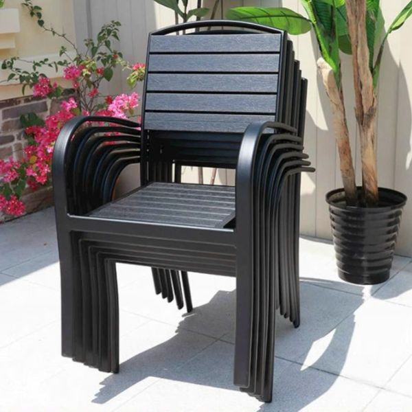 Bộ Bàn Ngoài Trời Nhôm Đúc Polywood Dài 1m8 6 Ghế ND23
