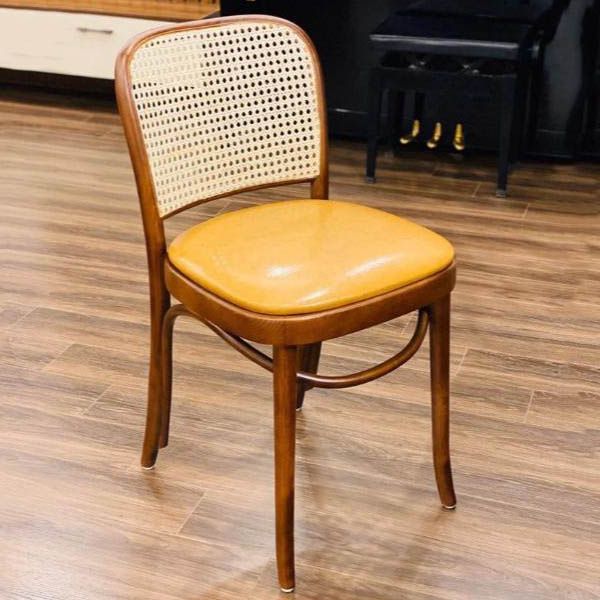 Bộ Bàn Ăn Gỗ Sồi 6 Ghế Thonet Tựa Mây