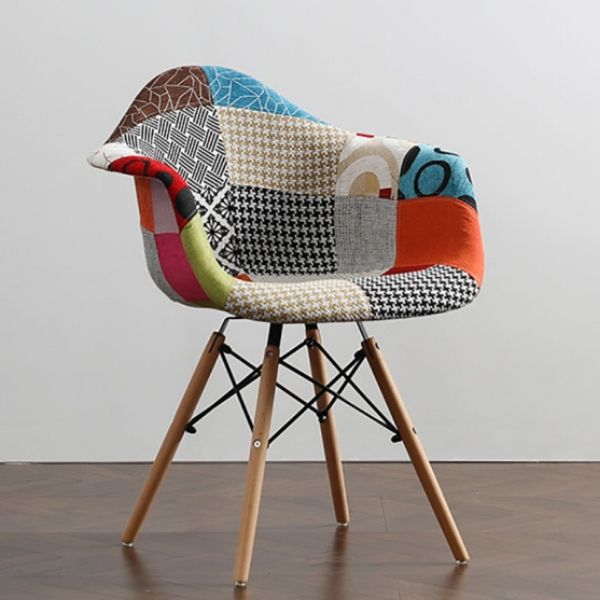 Ghế Eames Có Tay Thổ Cẩm Chân Sắt