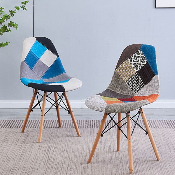 Ghế Eames Nhựa Đúc Thổ Cẩm Chân Sắt