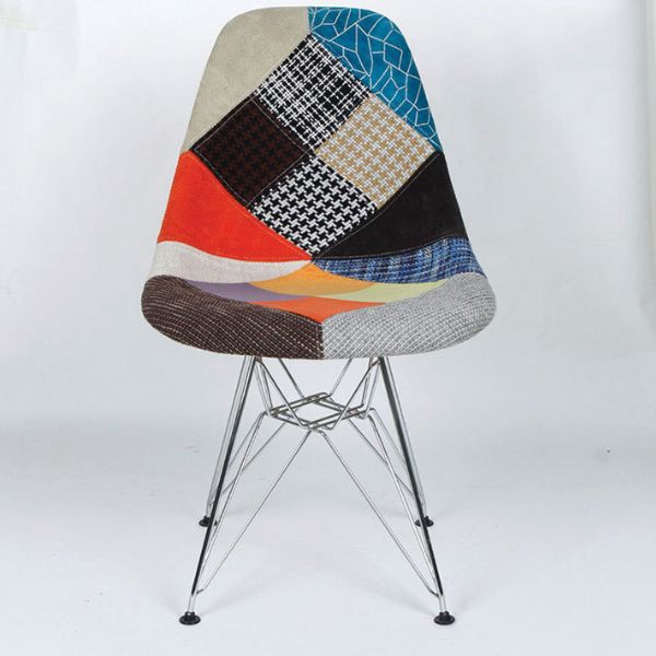 Ghế Eames Nhựa Đúc Thổ Cẩm Chân Sắt