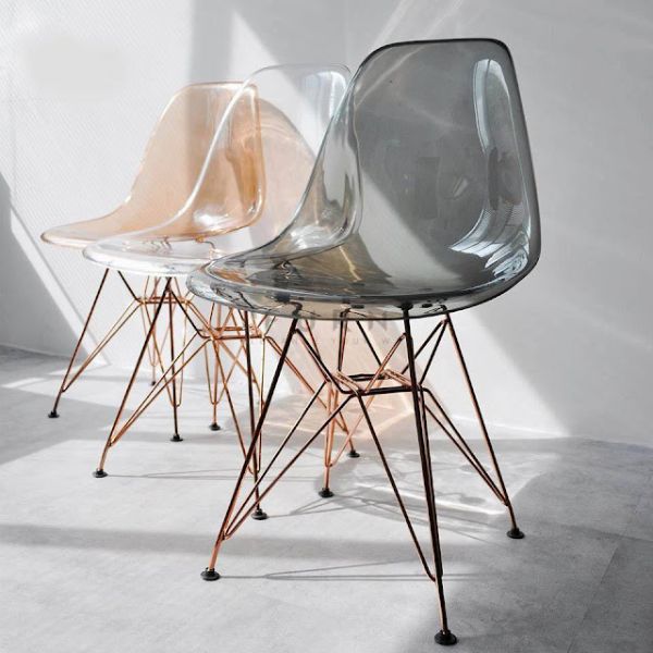 Ghế Eames Nhựa Đúc Trong Suốt Chân Sắt
